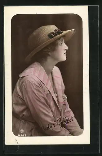 Präge-AK Schauspieler Gladys Cooper mit Hut