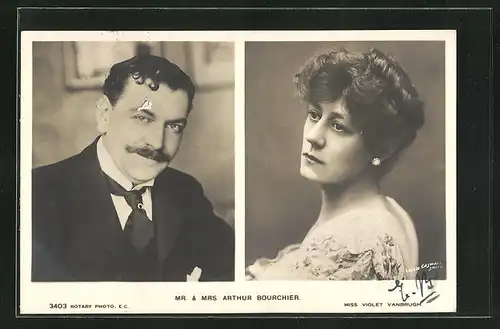 AK Schauspieler Mr. & Mrs. Arthur Bourchier in edler Kleidung