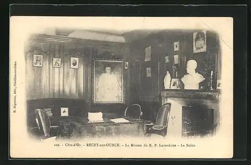 AK Recey-sur-Ource, La Maison du R.P. Lacordaire, Le Salon