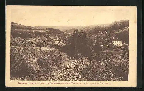 AK Recey-sur-Ource, Hotel du Commerce et de la Terasse, Vue prise a la Terasse