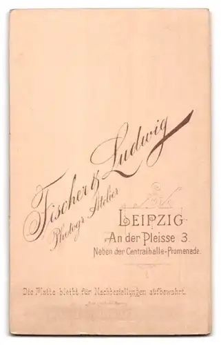 Fotografie Fischer & Ludwig, Leipzig, An der Pleisse 3, Portrait junger Herr im Anzug mit Krawatte und Schnurrbart