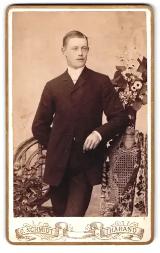 Fotografie O. Schmidt, Tharand, Portrait junger Herr in zeitgenössischer Kleidung