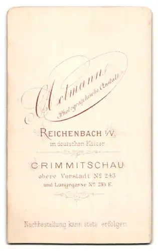 Fotografie C. Axtmann, Crimmitschau, Obere Vorstadt 243 und Langegasse 235 E, Portrait junge Dame mit Kragenbrosche