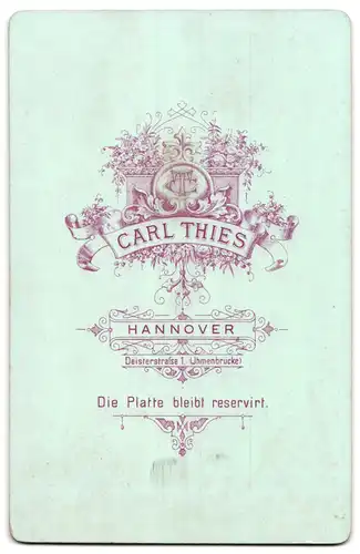 Fotografie Carl Thies, Hannover, Deisterstrasse 1, Portrait stattlicher Herr mit Fliege und Vollbart