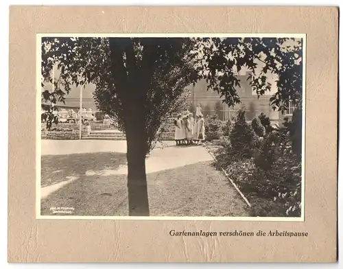 Fotografie Max Krajewsky, Ansicht Berlin-Weissensee, Gartenanlage der Trumpf Schokoladenfabrik