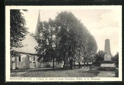 AK Montbard, L`Eglise où repose le grand Naturaliste Buffon et le Monument