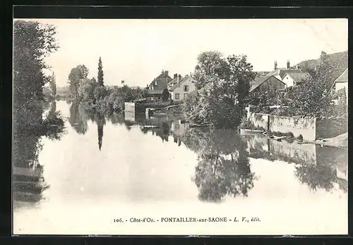 AK Pontaillers-sur-Saone, Flusspartie gegen Dorf