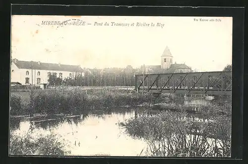 AK Mirebeau-s-Bèze, Pont du Tramway et Rivière la Bèze
