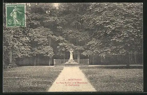 AK Montbard, Le Parc Buffon et le Monument de Daubenton