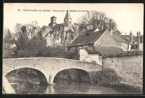 AK Chatillon-sur-Seine, Panorama de l'Eglise St-Vorles