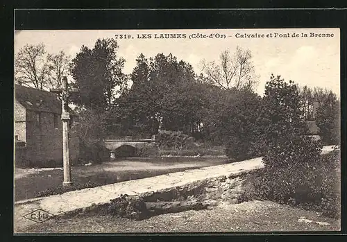 AK Les Laumes, Calvaire et Pont de la Brenne