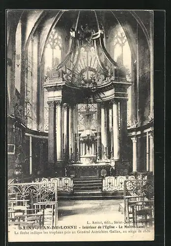 AK Saint-Jean-de-Losne, Intérieur de l'Eglise, le Maitre-Autel