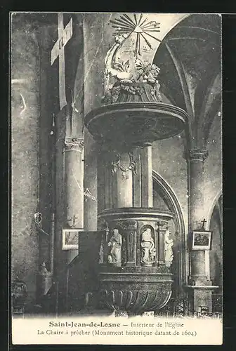 AK Saint-Jean-de-Losne, Intérieur de l'Eglise, la Chaire à precher