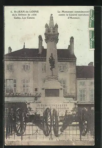 AK Saint-Jean-de-Losne, le Monument commémoratif contre le Général autrichien d'Honneur