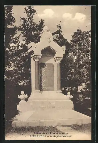 AK Pichanges, Monument, 16 Septembre 1923
