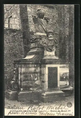 AK Fontaine-Francaise, Statue de Henri IV