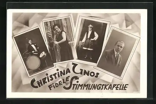 Passepartout-AK Christina Unos fidele Stimmungskapelle, Portraits der Musiker