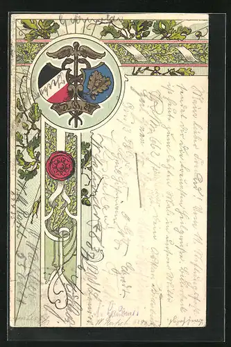Präge-Lithographie D.H.V 1903, Wappen