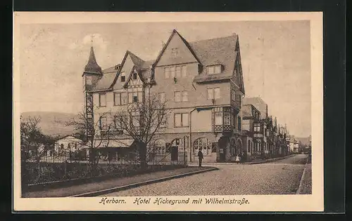AK Herborn, Hotel Hickegrund mit Wilhelmstrasse