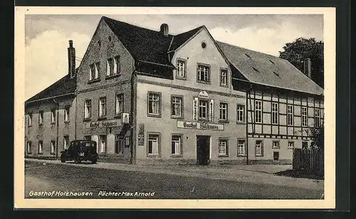 AK Holzhausen / Geringswalde, Automobil parkt vor dem Gasthaus