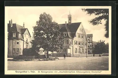 AK Georgenthal i. Thür., St. Georgenplatz mit Kaufmännischem Erholungsheim Klosterhof