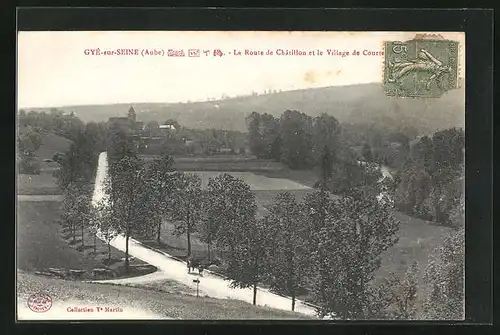 AK Gyè-sur-Seine, La Route de Chatillon et le Village de Courte