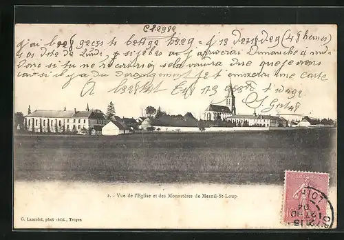 AK Mesnil-St-Loup, Vue de l`Eglise et des Monastères