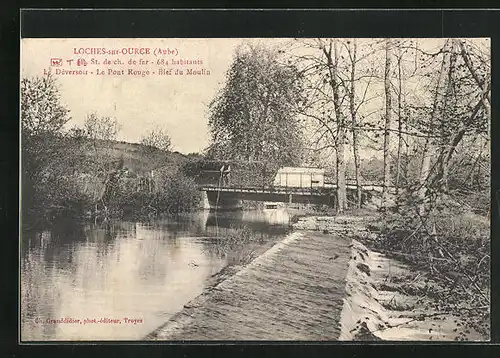 AK Loches-sur-Ource, Le Déversoir, Le Pont Rouge, Bief du Moulin