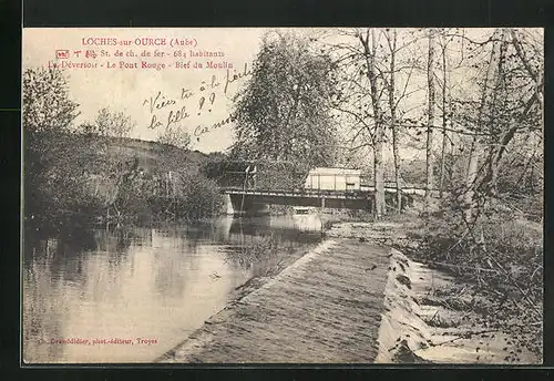 AK Loches-sur-Ource, Le Déversoir, Le Pont Rouge, Bief du Moulin