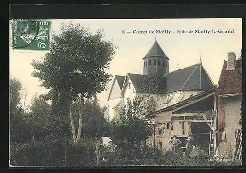 AK Camp de Mailly, Église de Mailly-le-Grand