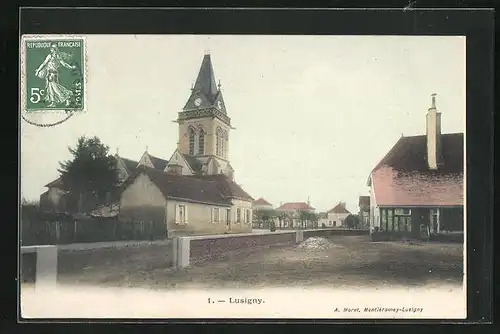 AK Lusigny, l'Eglise et Une Rue