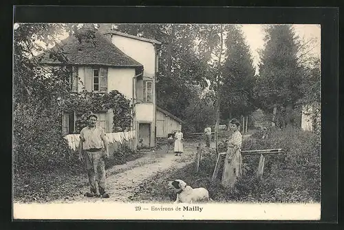 AK Mailly, Gebäudeansicht mit Passanten und Hund