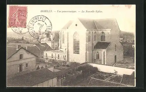 AK Romilly, Vue panoramique, La Nouvelle Eglise