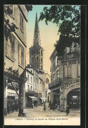 AK Limoux, Clocher et facade de l`Eglise Saint-Martin