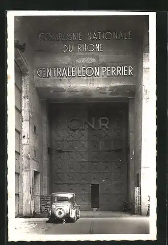 AK Génissiat, Le Barrage 1949, Porte monumentale d`entrée à l`Usine