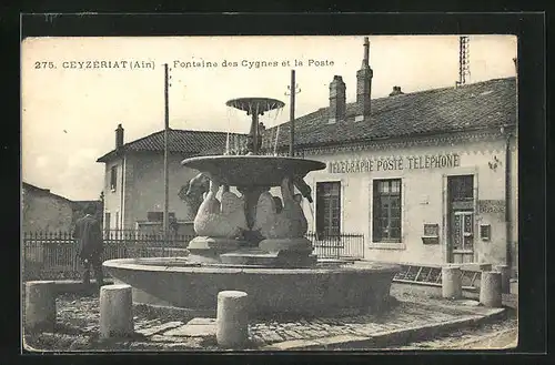 AK Ceyzeriat, Fontaine des Cygnes et la Poste