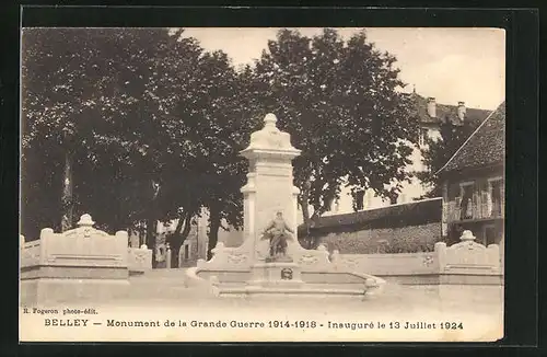 AK Belley, Monument de la Grande Guerre 1914-1918, Inaugure le 13 Juillet 1924