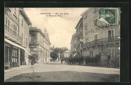 AK Lagnieu, Rue des Cafés - Hotel de Ville