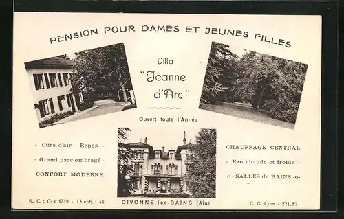AK Divonne-les-Bains, Villa Jeanne d`Arc - Pension pour Dames et jeunes Filles