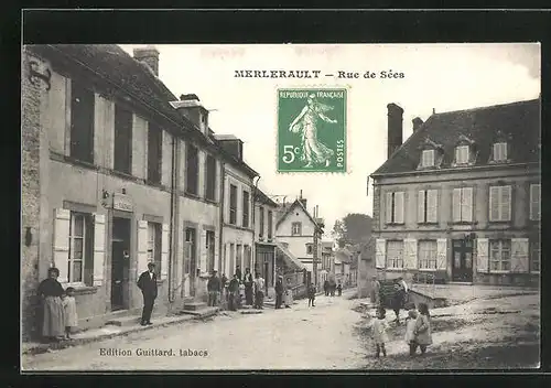 AK Merlerault, Rue de Sées, Strassenpartie