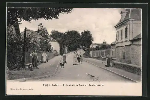 AK Port-s-Saone Avenue de la Gare et Gendarmerie