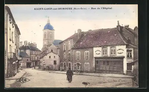AK Saint-Loup-sur-Semouse, Rue de l`Hôpital, Strassenpartie
