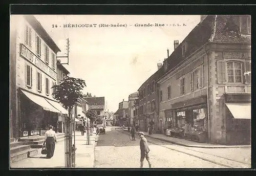 AK Héricourt, Grande-Rue, Strassenpartie