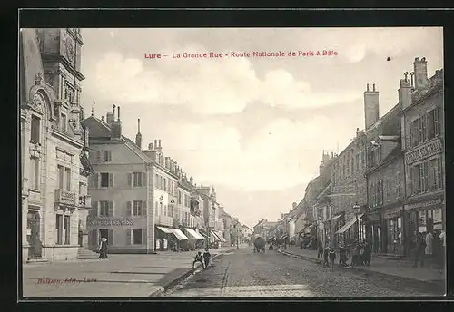 AK Lure, La Grande Rue, Route Nationale de Paris à Bâle, Strassenpartie