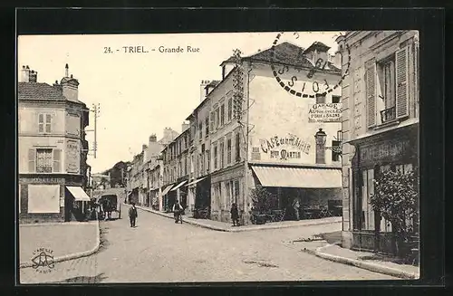 AK Triel, Grande Rue, Cafe de la Mairie et Cafe Billard