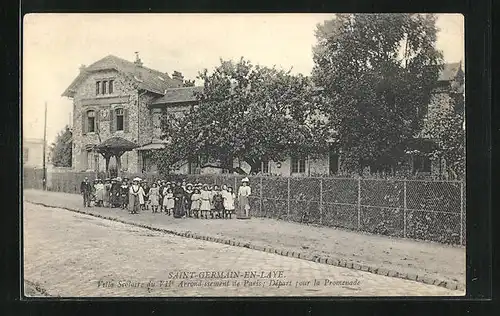 AK Saint-Germain-en-Laye, Villa Scolaire du VIIe Arrondissement de Paris, Depart pour la Promenade