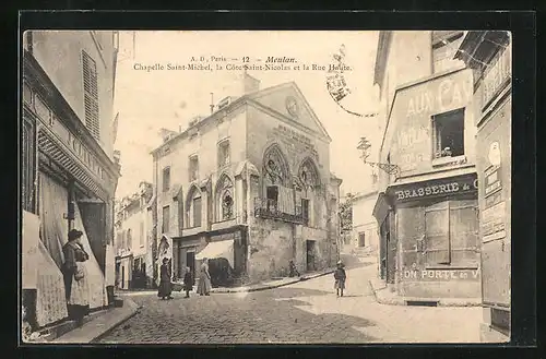 AK Meulan, Chapelle Saint-Michel, la Cote Saint-Nicolas et la Rue Haute