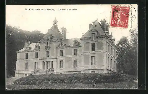 AK Mamers, Chateau d`Aillieres, Schlossansicht vom Park aus