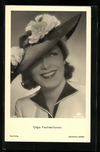 AK Schauspielerin Olga Tschechowa mit Hut