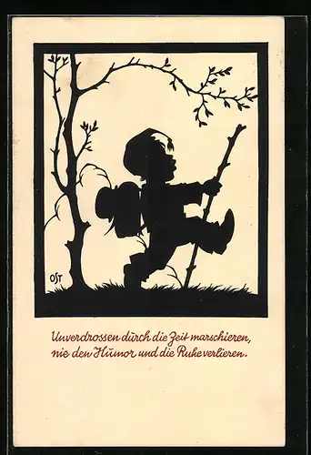 Künstler-AK A. Ost: Marschierender Wandersbursche